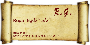 Rupa Győző névjegykártya